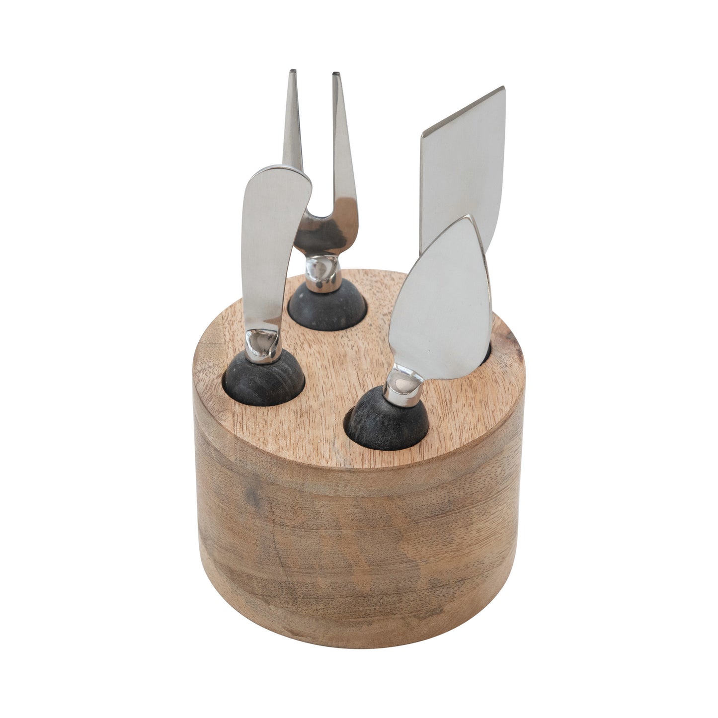 Set of 5 Cheese Servers in Mango Wood Stand