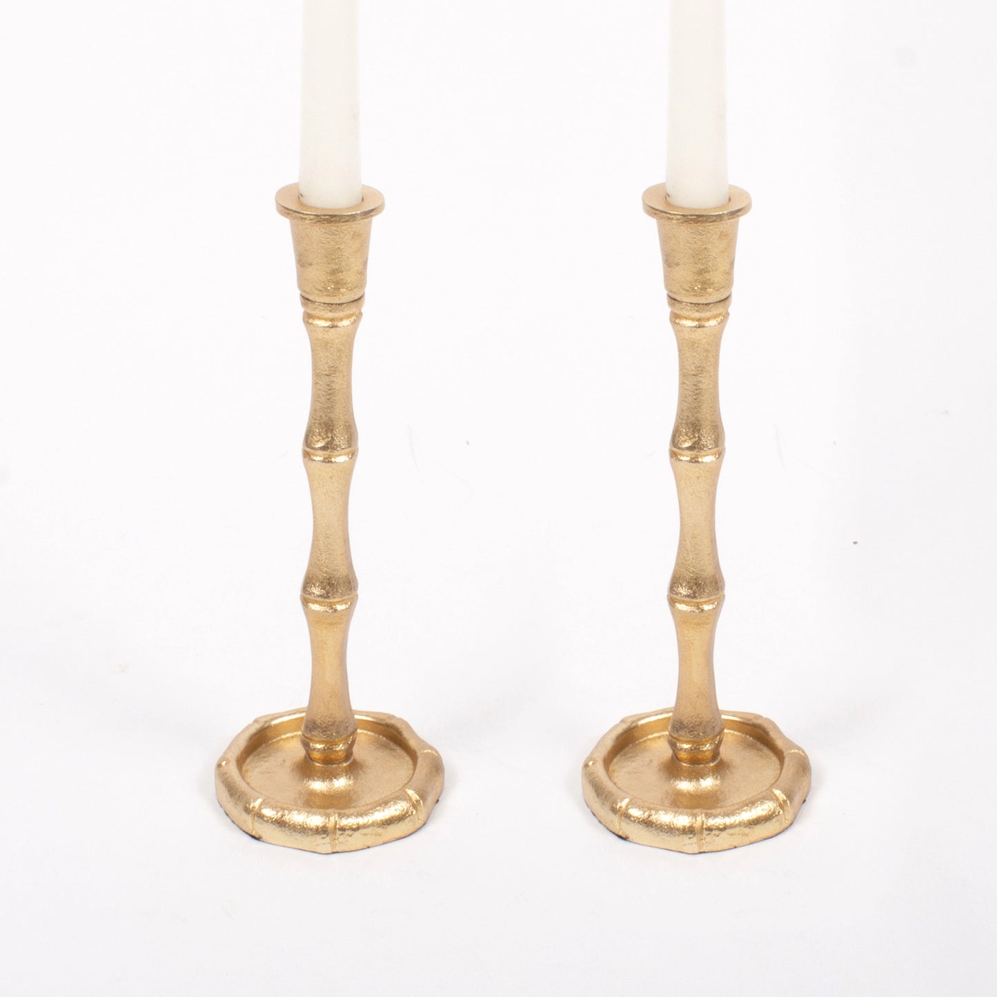 Small Gold Bamboo Candlestick