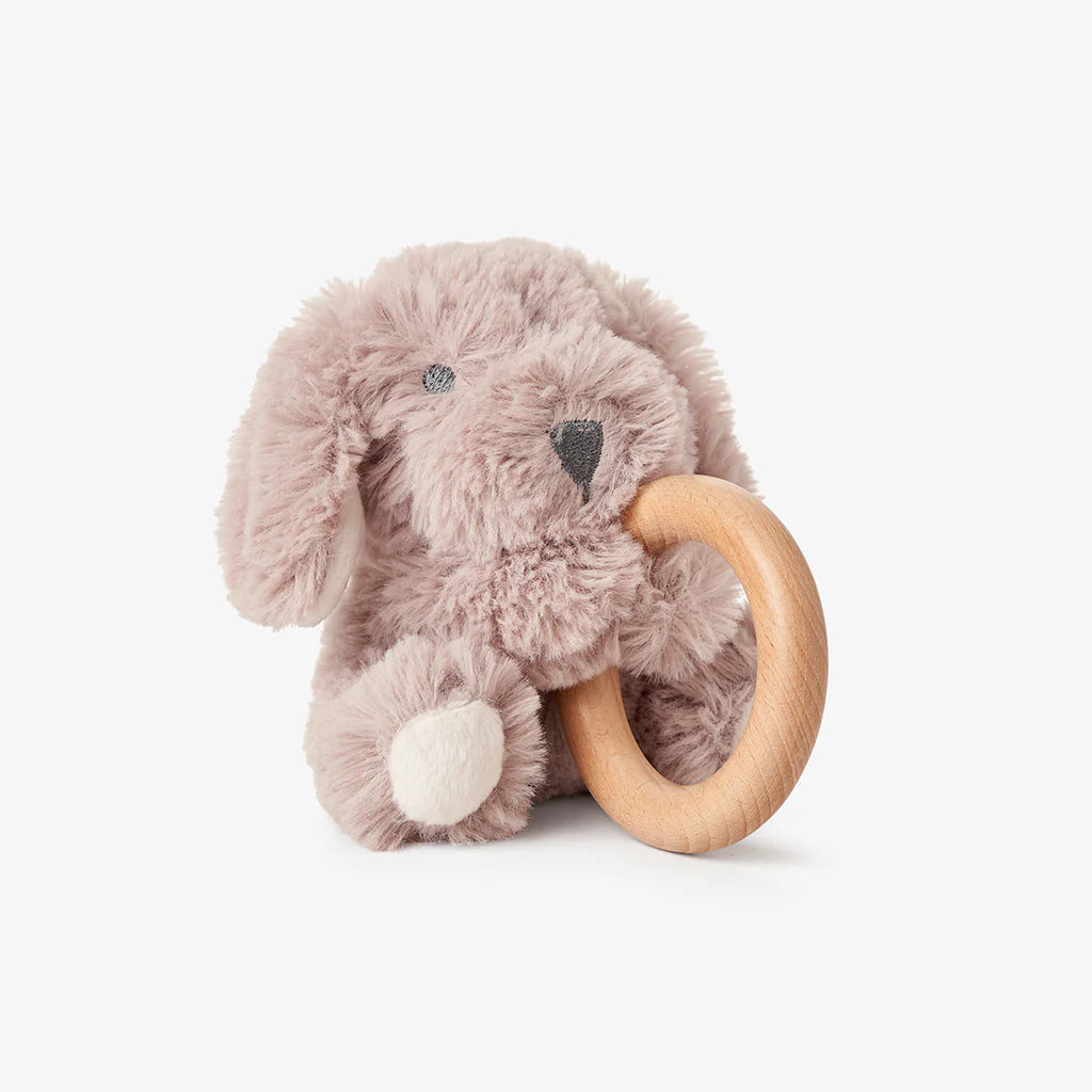 Plush Puppy Wooden Ring Rattle