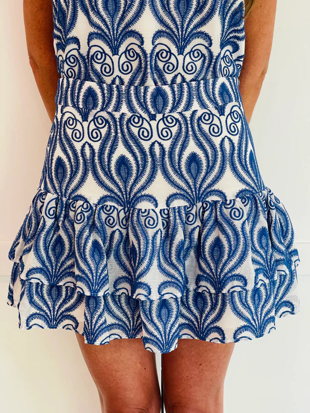 Blue/White Eva Tiered Skirt