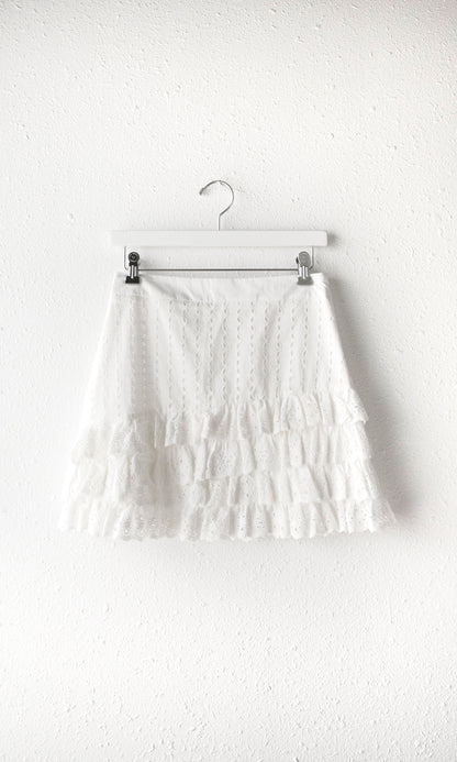 White Cotton Eyelet Soni Mini Skirt