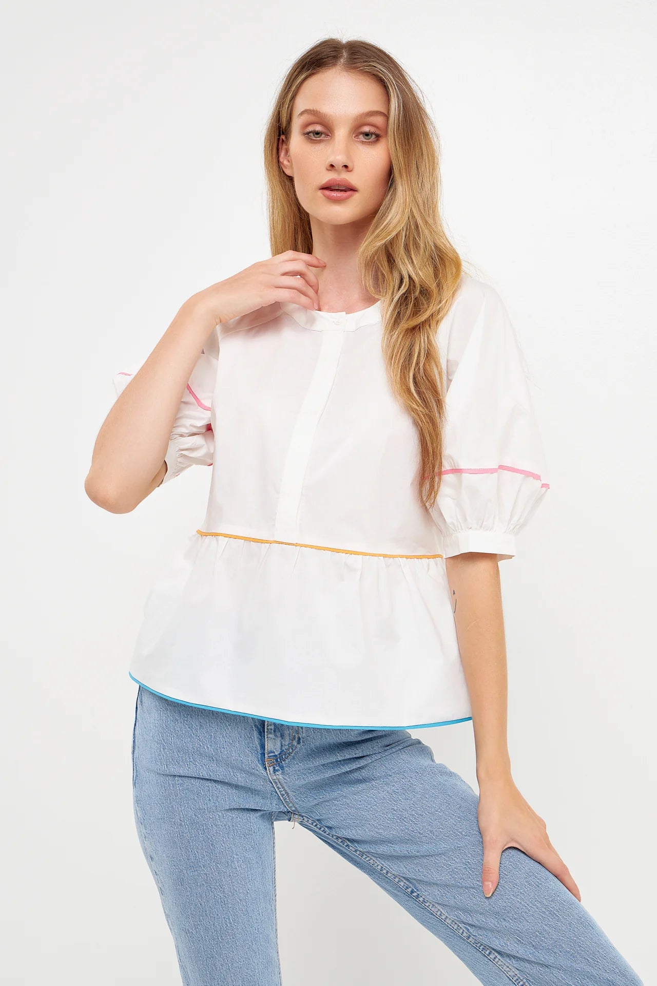 Ivory Margaret Piping Top
