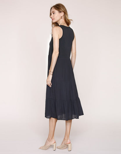 Black S/L Tiered Pryce Dress