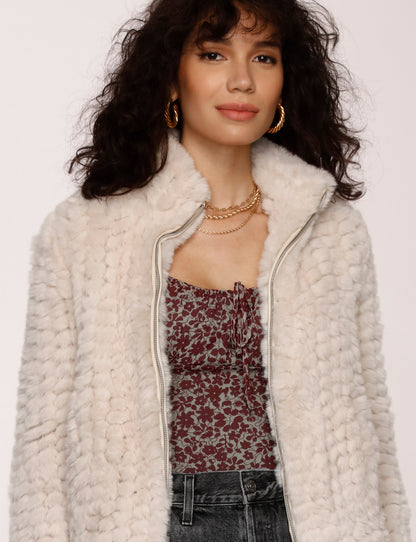 Bone Relaxed Faux Fur Cary Jacket
