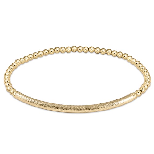 Classic Gold 3mm Bliss Bar Textured Bead Bracelet