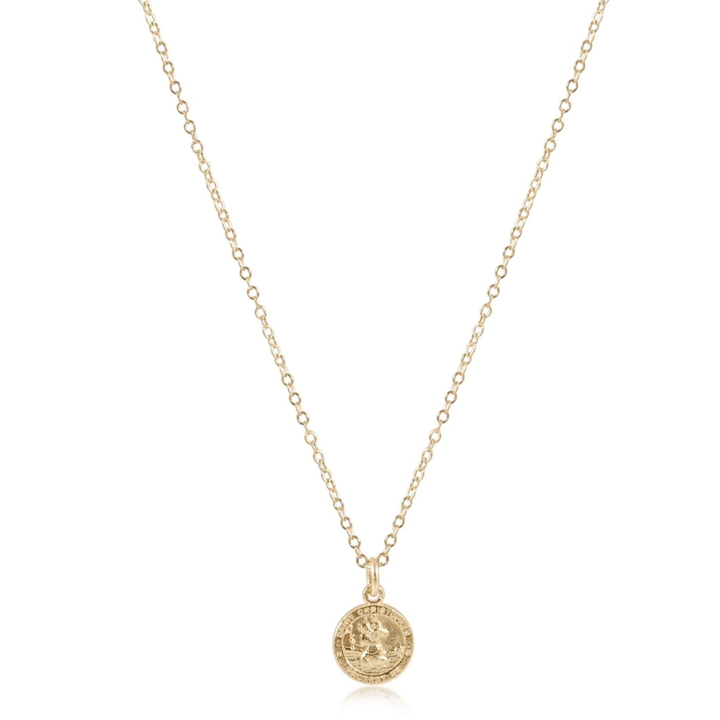 16" Protection Gold Disk Necklace