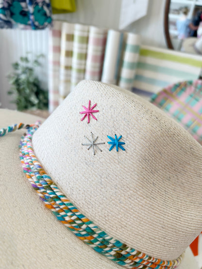 White Multi Rope Starburst Stitching Hat