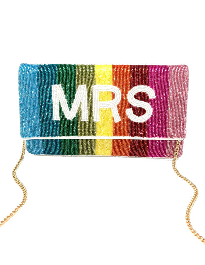 Mrs Rainbow Stripe Clutch