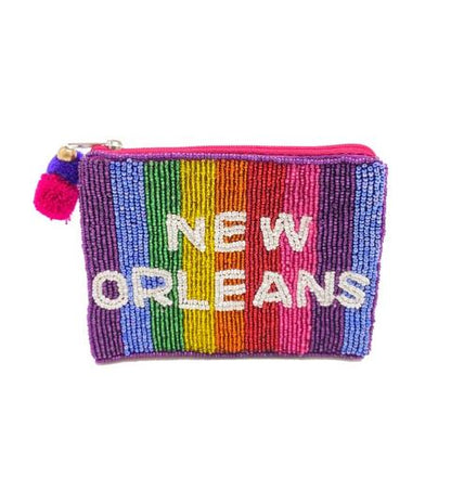 New Orleans Rainbow Mini Beaded Pouch