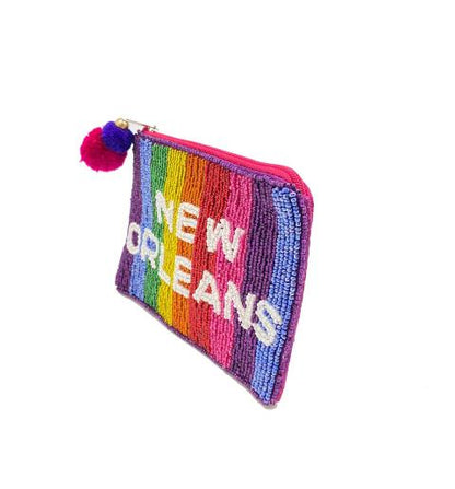 New Orleans Rainbow Mini Beaded Pouch