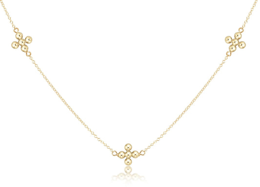 15" Choker Simplicity Classic Beaded Cross Gold Necklace