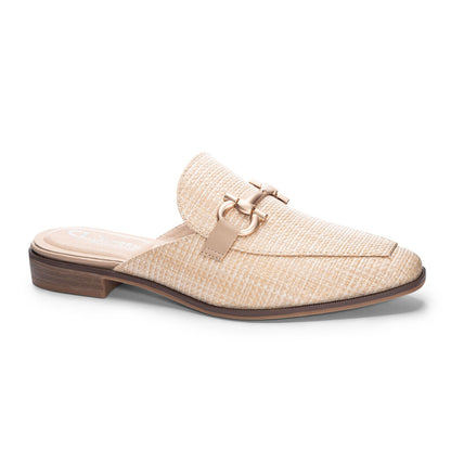 Natural Straw Score Dressy Mule