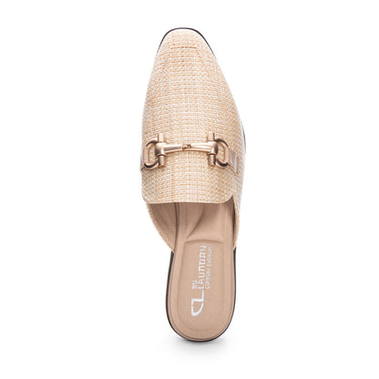 Natural Straw Score Dressy Mule