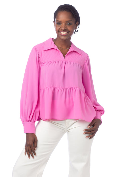 Bright Orchid Collared Josie Top