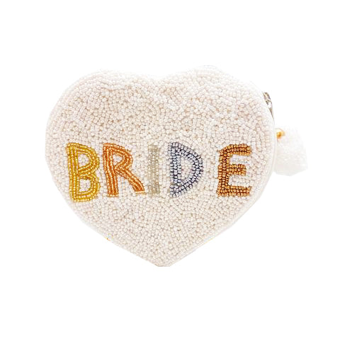 BRIDE Heart Mini Beaded Pouch