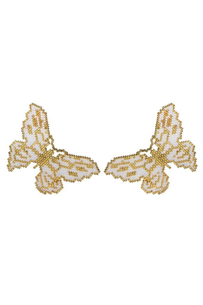 Gold & White Monarch Earrings