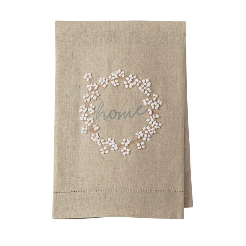 Home Cotton Wreath French Knot Towel