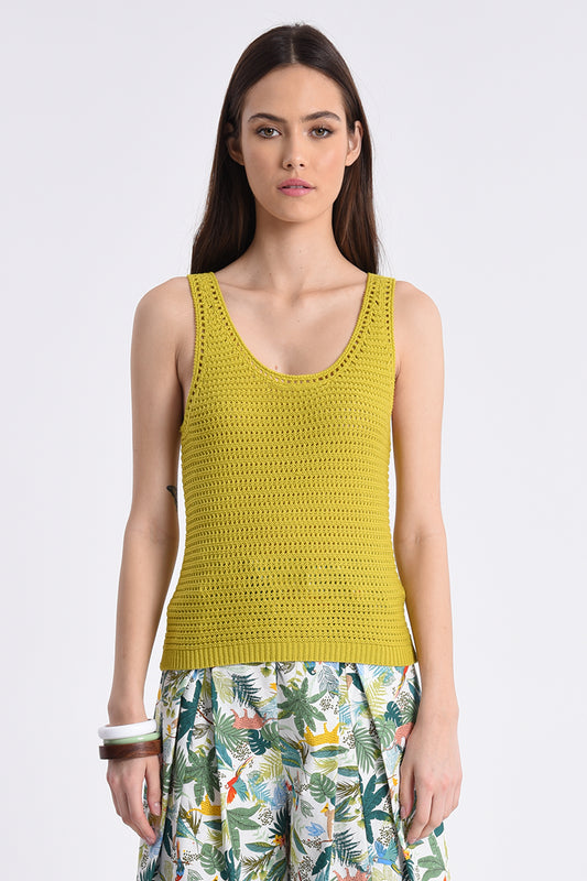 Yellow Curry Knitted Tank Top