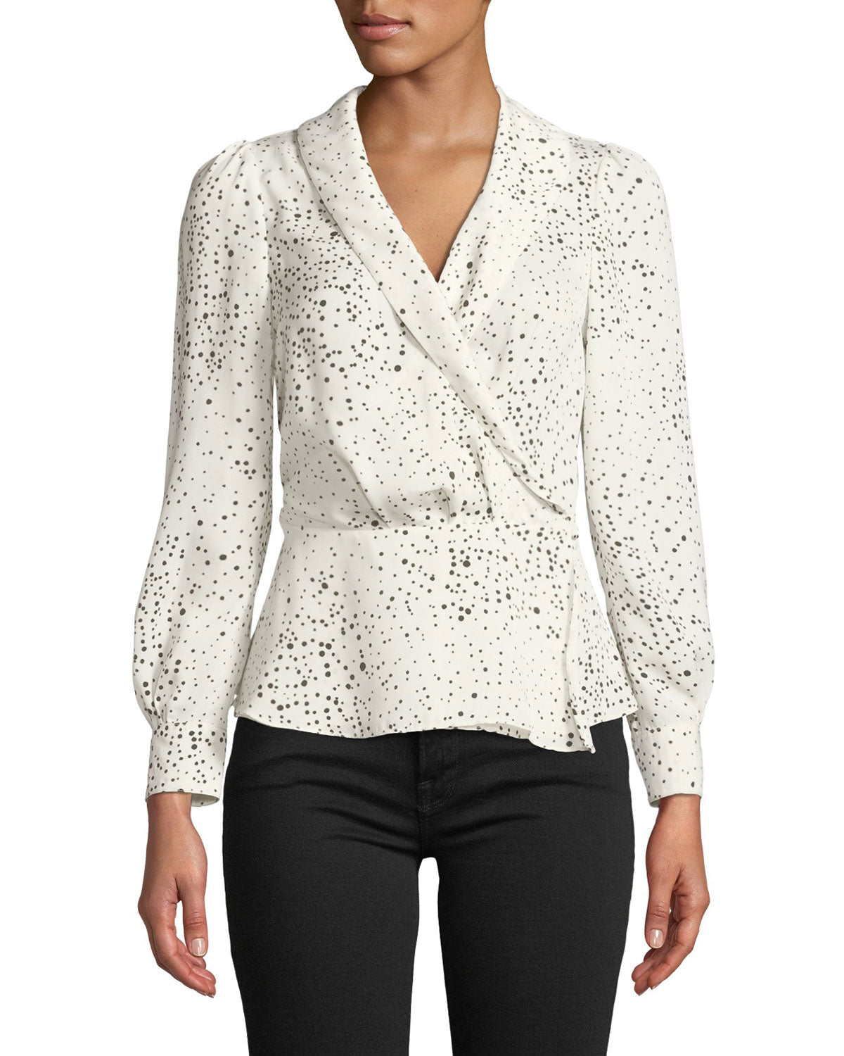 Diego Ivory/Blk Wrap Blouse