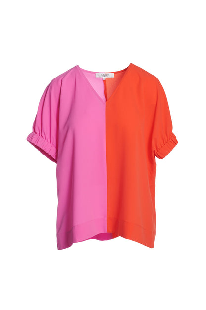 Bright Orchid/Red Vneck Nora Top