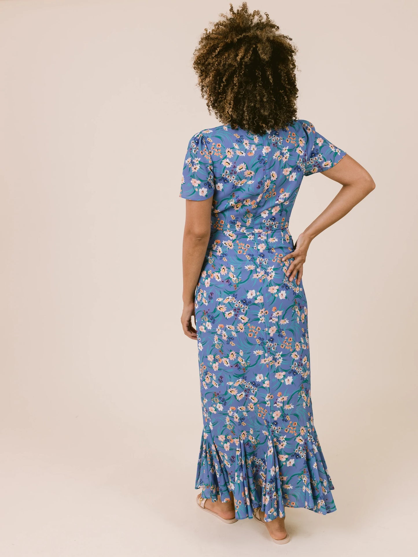 French Blue Floral Barrett Dress