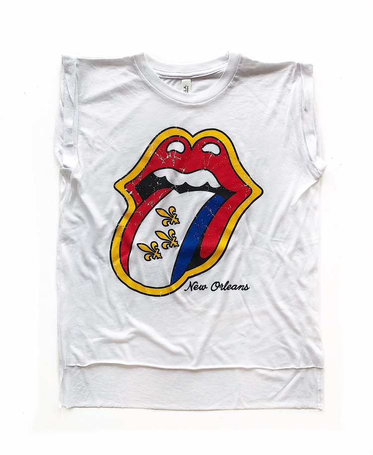 Rock & Roll Nola Cuff Tank-Wht