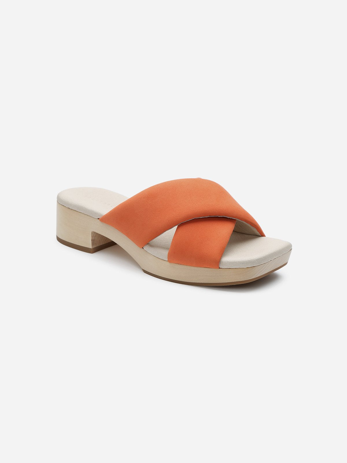 Tangerine Square Toe Wedge Sandal