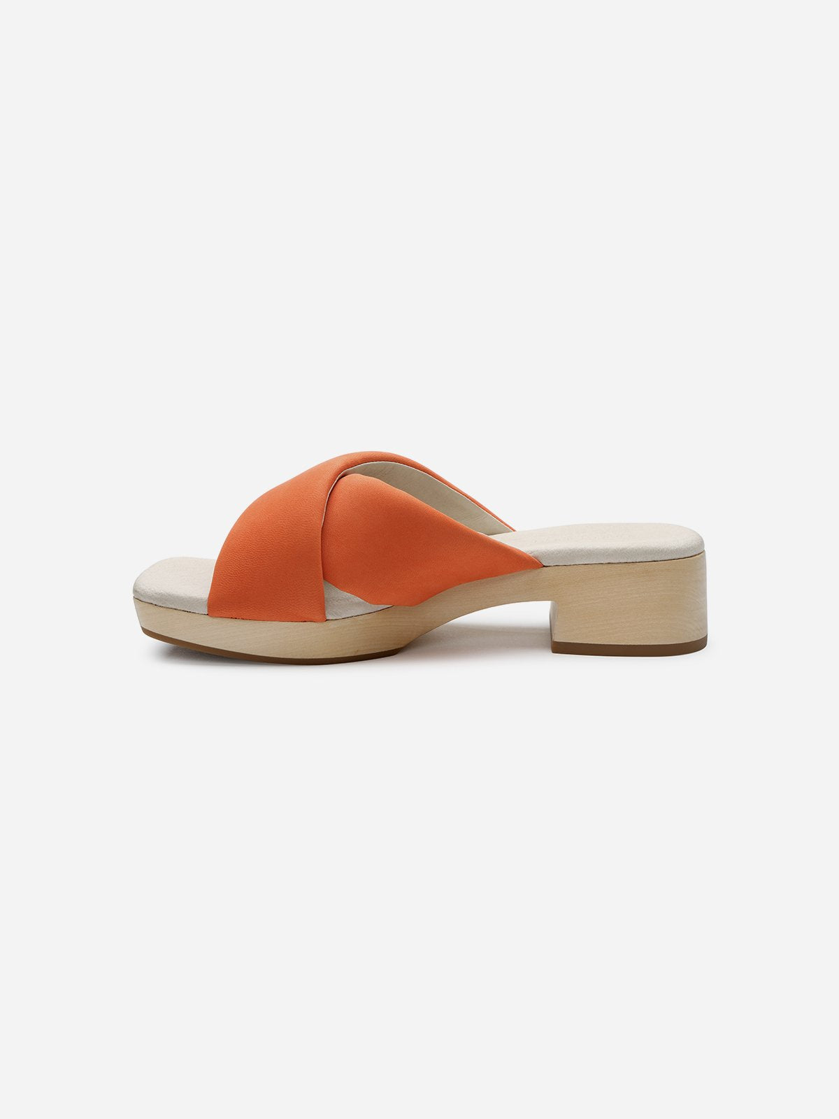 Tangerine Square Toe Wedge Sandal