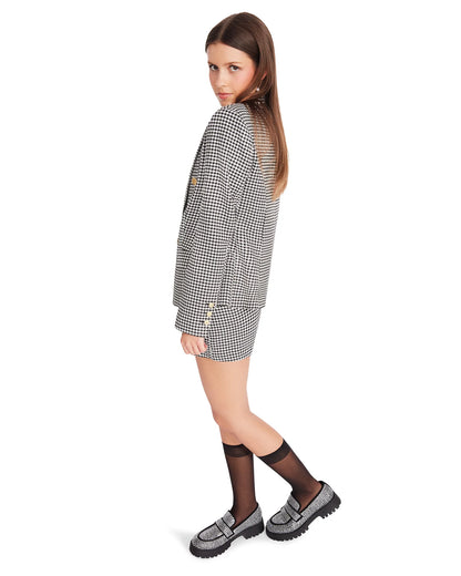 White Houndstooth Naomi Blazer
