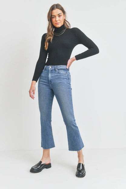 Medium Denim HR Tonal Crop Flare