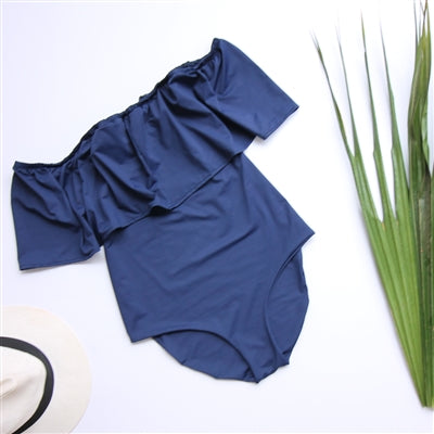 Navy Off Shldr One Piece