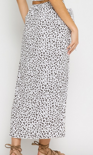 White & Black Leopard Sarong Skirt