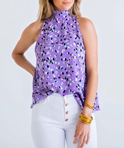 Lavender Abstract Dot Mock S/L Top