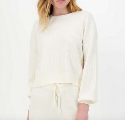 Ivory Cable Blousant Slv Sweater