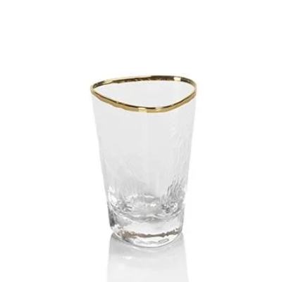 Aperitivo Triangular Shot Glass Clear w/ Gld Rim