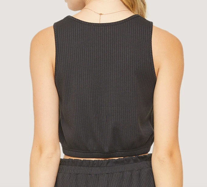 Black Ribbed Cropped Top