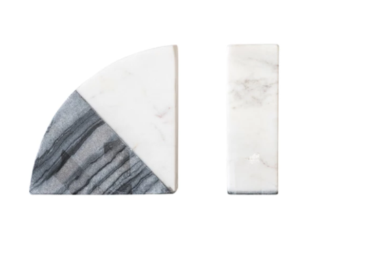 White/Black Marble Bookends