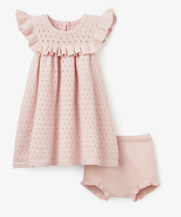 Pink Pointelle Flutter Dress
