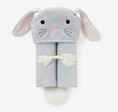 Gray Bunny Hooded Baby Bath Wrap