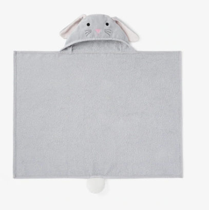 Gray Bunny Hooded Baby Bath Wrap