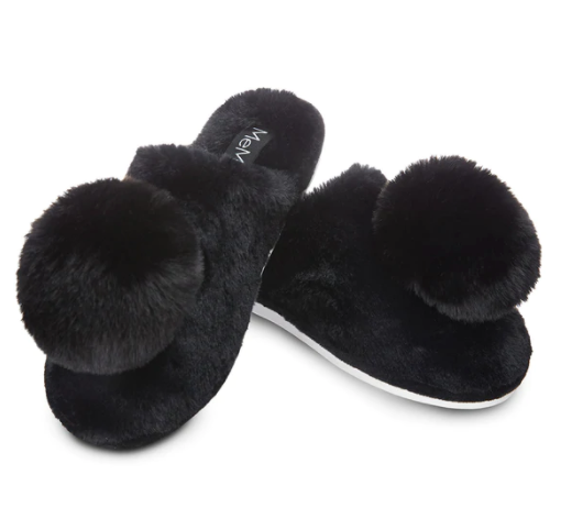 Black Gloria Plush Slippers