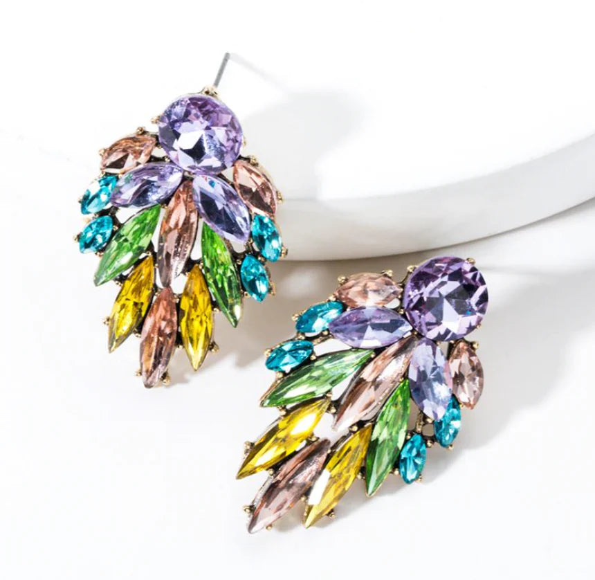 Multicolor Cascading Jewel Earring