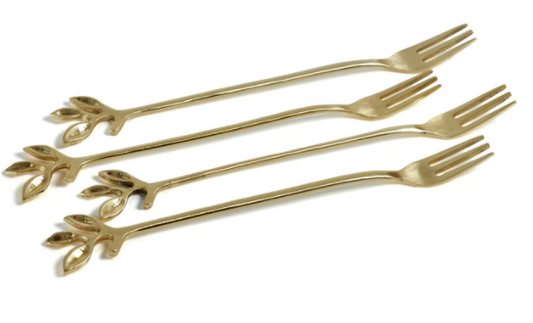Leaves Cocktail Forks - Gold - Set/4