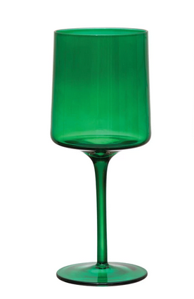 Green Stemmed Wine Glass