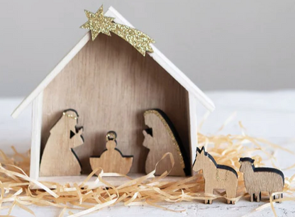 Wood Nativity, Set of 6