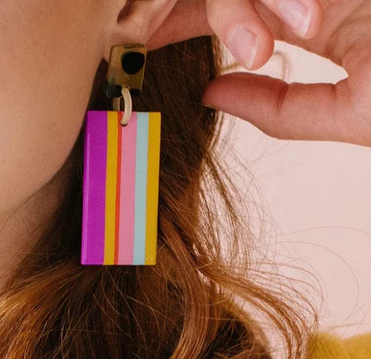 Magenta Rainbow Cabana Earrings