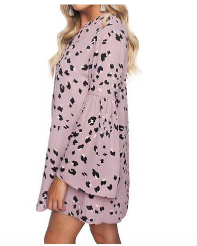 L/S Purple Leopard Dress