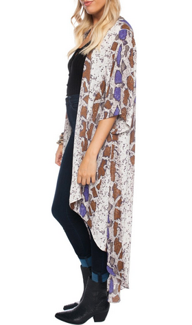 Purple/Gold Snake Hi Lo Kimono