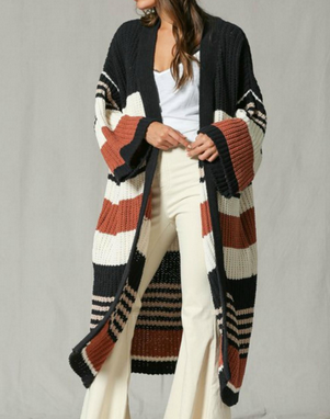 Oversized Stripe Knit Cardigan