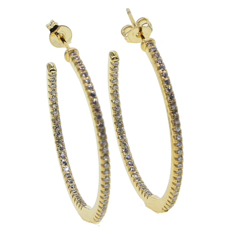 Gold Micro Pave Hoops